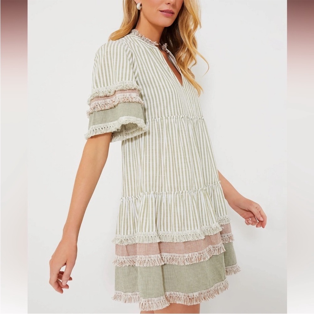Tuckernuck Green and Pink Striped Mini Dress